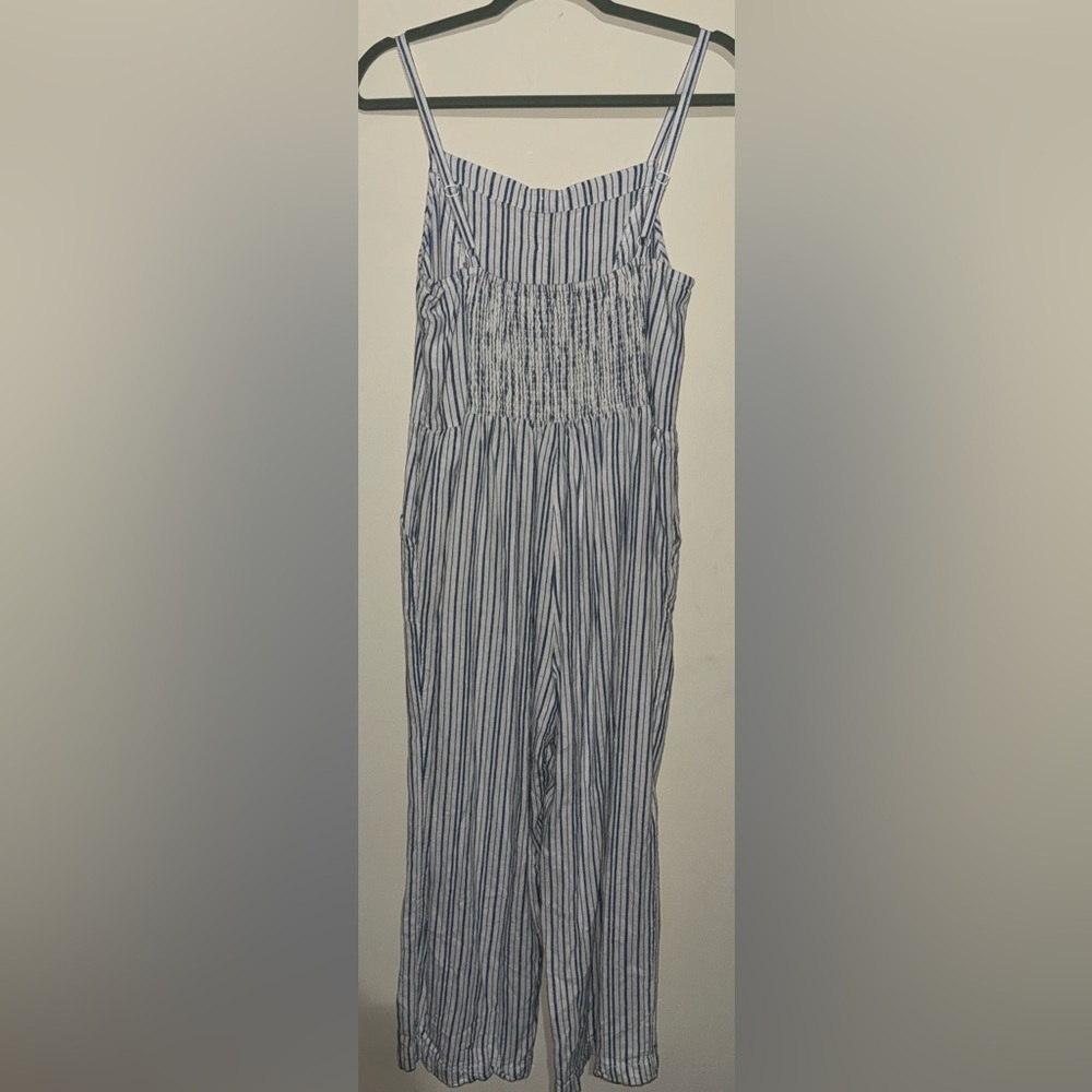Old Navy Blue and White Striped Cotton Jumpsuit - Picture 3 of 4